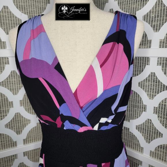 Rabbit Rabbit Rabbit Designs Women's Geometric V Neck Sleeveless Dress Size 8 - Picture 3 of 10